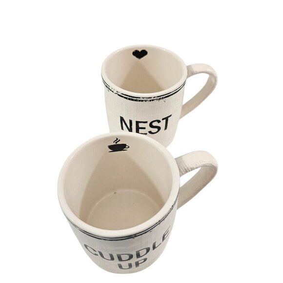 Pier 1 Imports CUDDLE UP & NEST 20 Oz Ironstone Coffee Tea Mugs – Set of 2 - Picture 3 of 14